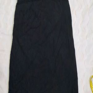 Black Woollen Slit Skirt