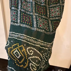 Green Bandhani Saree With Blouse