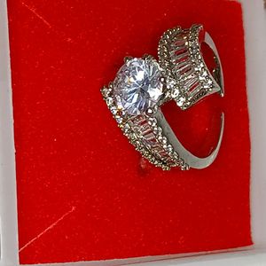 Artificial Silver Adjust. Ring + American Diamonds