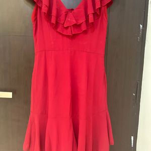 Red Long Frill Dress