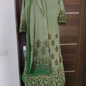 Green Colored Suit Set With Palazzo And Dupatta