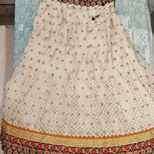 Beige Colour Contrast Lehenga With 2 Blouse