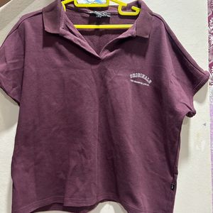 Roadster Stretchable Burgundy Tshirt