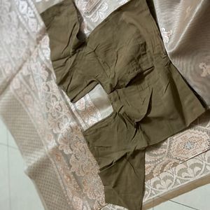 Saree With Blouse Brown Color