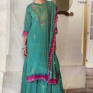 Sea Green Sharara Set For Women