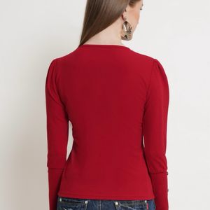 Women Maroon Full Sleeves Top