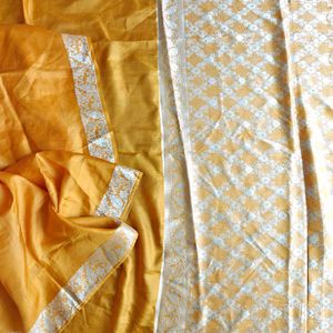 100% Pure Silk Tangy Orange banarasi