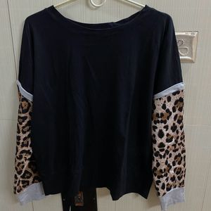 Black Leopard Print Sweatshirt