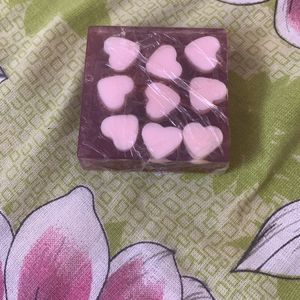 Set Of 4 Heart Shared Handmade Rose Soap