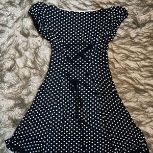 Black Polka Dot Front Lace Corset Detail Dress