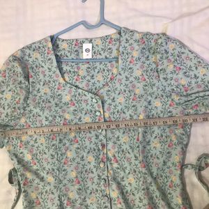 Pastel Green With Small Floral Dress Fits M-L