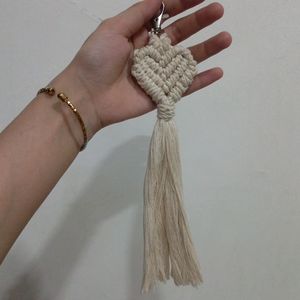 Handmade Macrame Heart Keychain