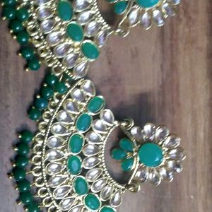 Green And Gold Kundan Earrings