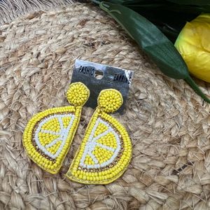 Lemon Beaded Earrings