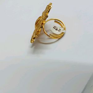 Gold Plated Flower Boom Adjustable Ring