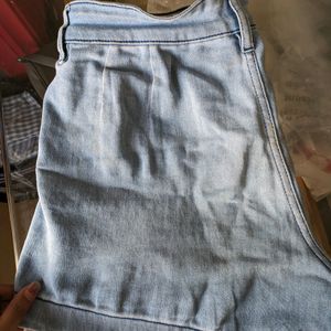 Cotton Denim Blue Shorts