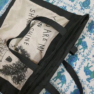 Zippered Canvas Tote Bag