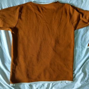 Printed Men Round Neck Orange Tshirt