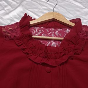 Maroon Ruffled Top