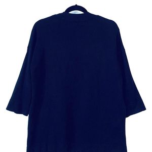 Zara Knit Open Front Cardigan Navy Blue