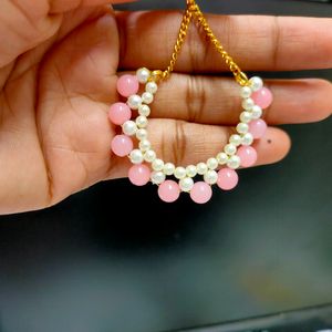 Pink & White Colour Moti Necklace