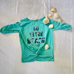 Turquoise Blue Sequenced Top+ Free Suprise Gift