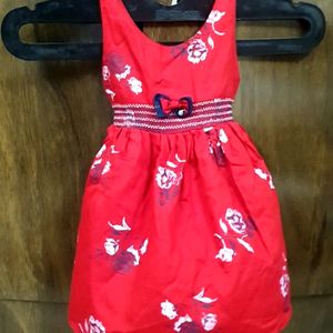 Rarely Used Red Cotton Frock 12 To 18 Month Baby