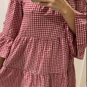 URBANIC checked Red&White Dress