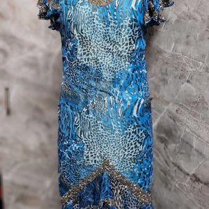 Turquoise Glass Beaded Dress