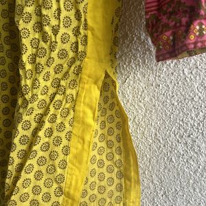 Yellow Pink  Kurti