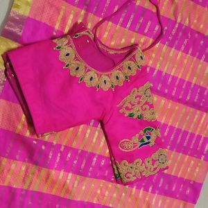 Pink Blouse With Saree