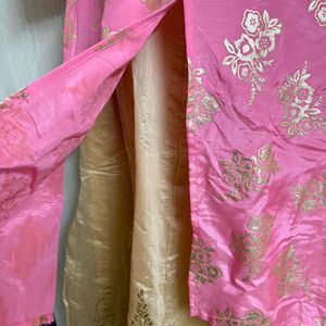 Pink Golden Ethnic Gown (M/34)