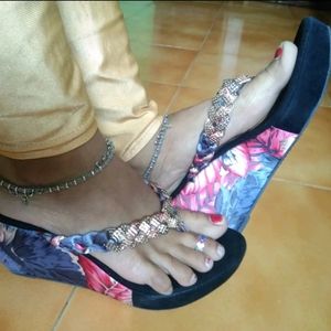 Only For Coins Floral Wedges