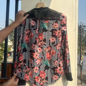 Madame Floral Black Shirt Top