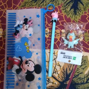 Cartoon Pouch With One Fancy Pen And Eraser