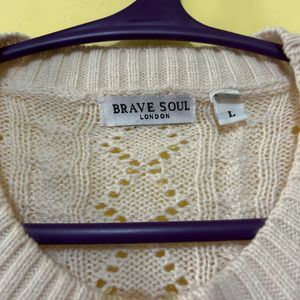 BRAVE SOUL knitted Pullover With Ribbed Hems SizeL