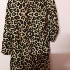 Cheetah Print New Dress With Elastic Sleeves