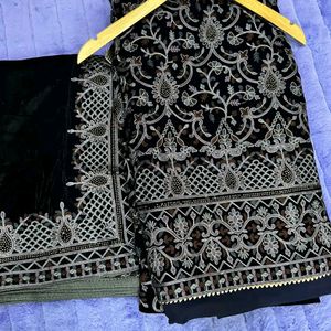 Royale Blue EmbroideryWork Kashmiri Paschim Velvet