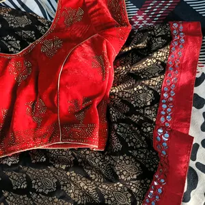 Red Black Lehnga Choli Set 💗