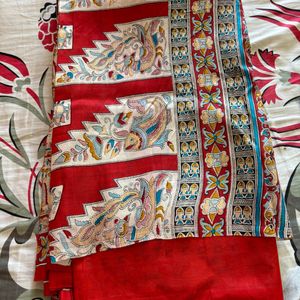 Pure Silk Madhubani Painted Saree With Blouse