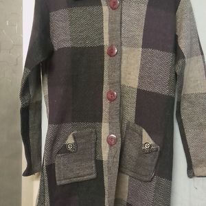 f Multicolour sweater cum coat with elegant collar