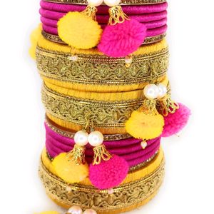 Haldi Ceremony Pom pom Work Bangles