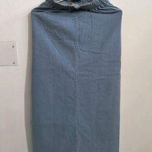 Blue Denim A-line Long Skirt