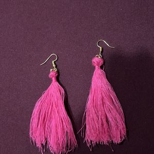 New Pink Silk Tassel Earrings