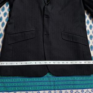 PBlack Men Classic Striped Black Formal Blazer