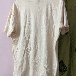 H&M Nude Cotton Round Neck T Shirt