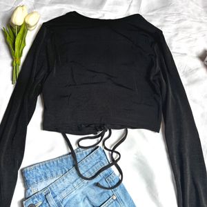 Divided Black Cropped Top