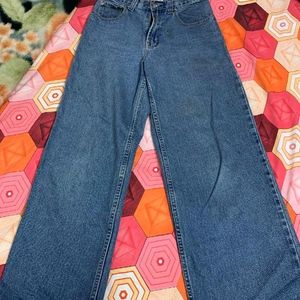 High Rise Denim Straight/Wide Leg Jeans