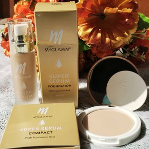 🆕COMBO OF MYGLAMM SUPER SERUM FOUNDATION &COMPACT