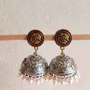 Silver And Antique Jhumka